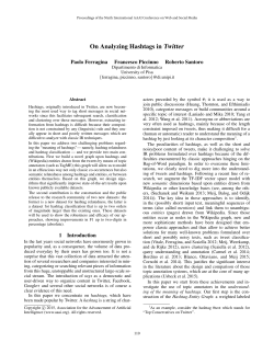 On Analyzing Hashtags in Twitter - Association for the Advancement