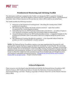 Initial Meeting for MIT Postdoctoral Researchers and Advisors