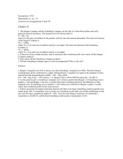 Economics 3551 Mansfield, et. al., 7e Answers to assignments 9 and