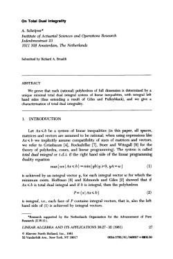 On Total Dual Integrality Institute of Actuarial