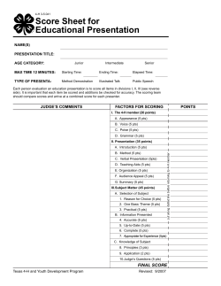 Score Sheet for Educational Presentation - Texas 4-H