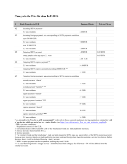 Changes in the Price list since 14.11.2016