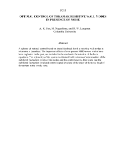OPTIMAL CONTROL OF TOKAMAK RESISTIVE WALL MODES IN