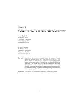 Chapter 2 GAME THEORY IN SUPPLY CHAIN ANALYSIS