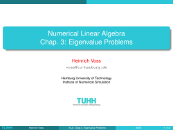 Numerical Linear Algebra Chap. 3: Eigenvalue Problems