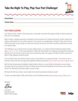 Take the Right To Play, Play Your Part Challenge!