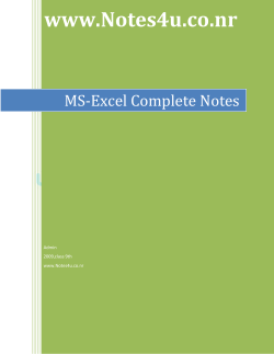 MS-Excel Complete Notes