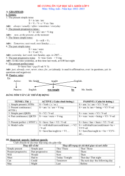 ÑEÀ CÖÔNG OÂN TAÄP HOÏC KÌ I – LÔÙP 9