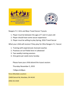 Rangers FC Girls and Boys Travel Soccer Tryouts: 1. Player must be