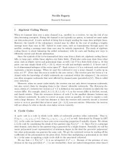 Neville Fogarty 1 Algebraic Coding Theory 2 Cyclic