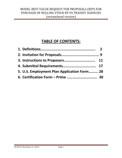 MODEL BEST VALUE REQUEST FOR PROPOSALS (RFP) FOR