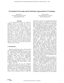 Psychological Ownership and the Individual Appropriation of
