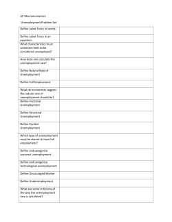 AP Macroeconomics Unemployment Problem Set Define Labor