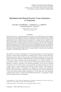 Distributed and massed practice: from laboratory to