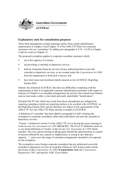 Draft AML/CTF Rules relating to customers which are
