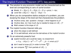 The Implicit Function Theorem (IFT): key points