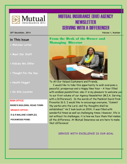 January 15 Newsletter - Mutual Insurance BVI
