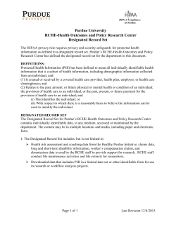 Purdue University RCHE-Health Outcomes and Policy Research