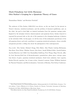 Much Polyphony but Little Harmony: Otto Sackur`s