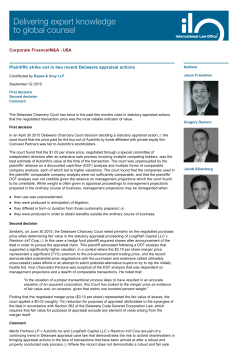 Plaintiffs strike out in two recent Delaware appraisal actions