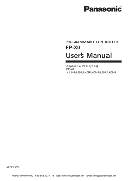 Panasonic FP-X0 Programmable Controllers User`s Manual
