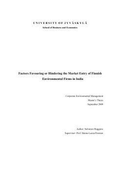 Factors Favouring or Hindering the Market Entry of