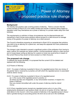 Power of Attorney &ndash; proposed practice rule change