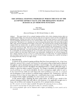the optimal stopping problem in which the sum of the accepted