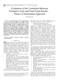 Evaluation of the Correlation Between Formative Tests and Final
