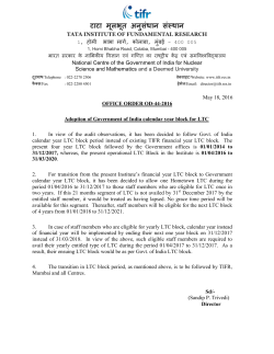 Adoption of Government of India calendar year block for LTC