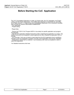Before Starting the CoC Application