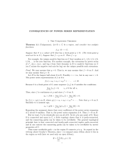 CONSEQUENCES OF POWER SERIES REPRESENTATION 1. The