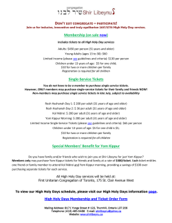 Membership (on sale now) Single-Service Tickets