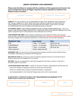 LIBRARY EQUIPMENT LOAN AGREEMENT Equipment Type Loan