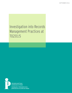 Investigation into Records Management Practices at TO2015