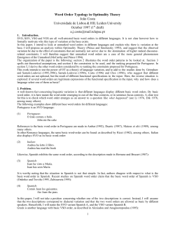 Word Order Typology in Optimality Theory João Costa Universidade