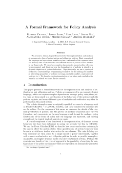 A Formal Framework for Policy Analysis
