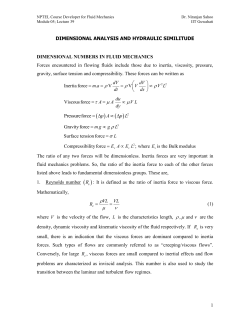 Dimensional Analysis and Hydraulic Similitude