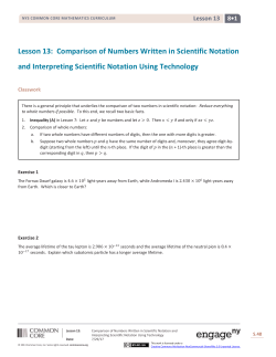 Lesson 13: Comparison of Numbers Written in Scientific Notation