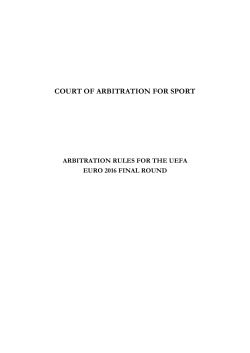 CAS Arbitration rules for the UEFA EURO 2016 final round