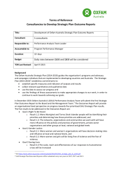 Terms of Reference Consultancies to Develop Strategic
