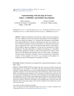 Experimenting with the king of France: Topics, verifiability and