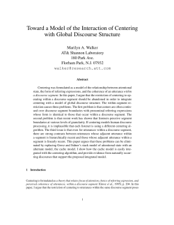 Toward a Model of the Interaction of Centering with Global