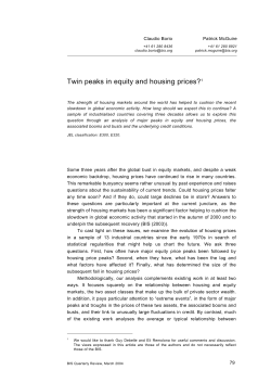 Twin peaks in equity and housing prices?
