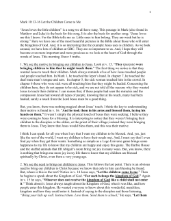 Mark 10:13-16 Let the Children Come to Me