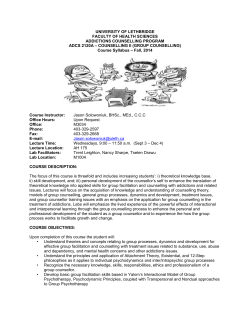 ADSC Counselling Fall 2014 Outline