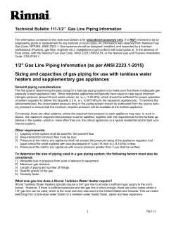 1/2" Gas Line Piping Information (as per ANSI Z223.1-2015