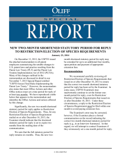 New Two-Month Shortened Statutory Period For Reply To