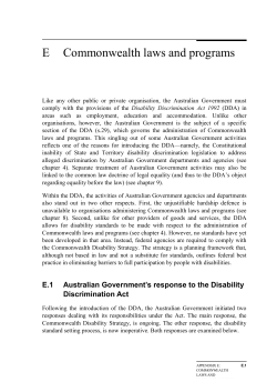 Commonwealth laws and programs