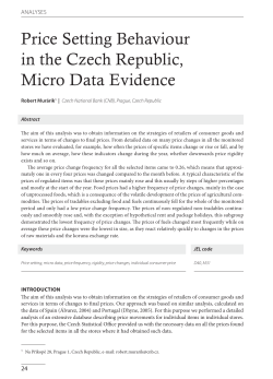 Price Setting Behaviour in the Czech Republic, Micro Data Evidence